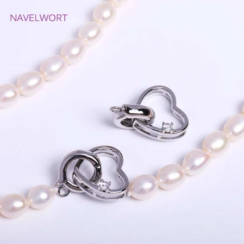 Trendy Rhodium Plated Heart Pearl Clasp Connector For Jewelry Making,Brass Love Connector,DIY Bracelet Necklace Handmade Crafts