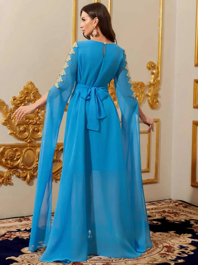 فستان حفلة عيد للنساء عباية إسلامية ماكسي كم طويل قفطان رداء جلابية رمضان المغرب دبي قفطان 2026 فيستدوس لارجوس #4