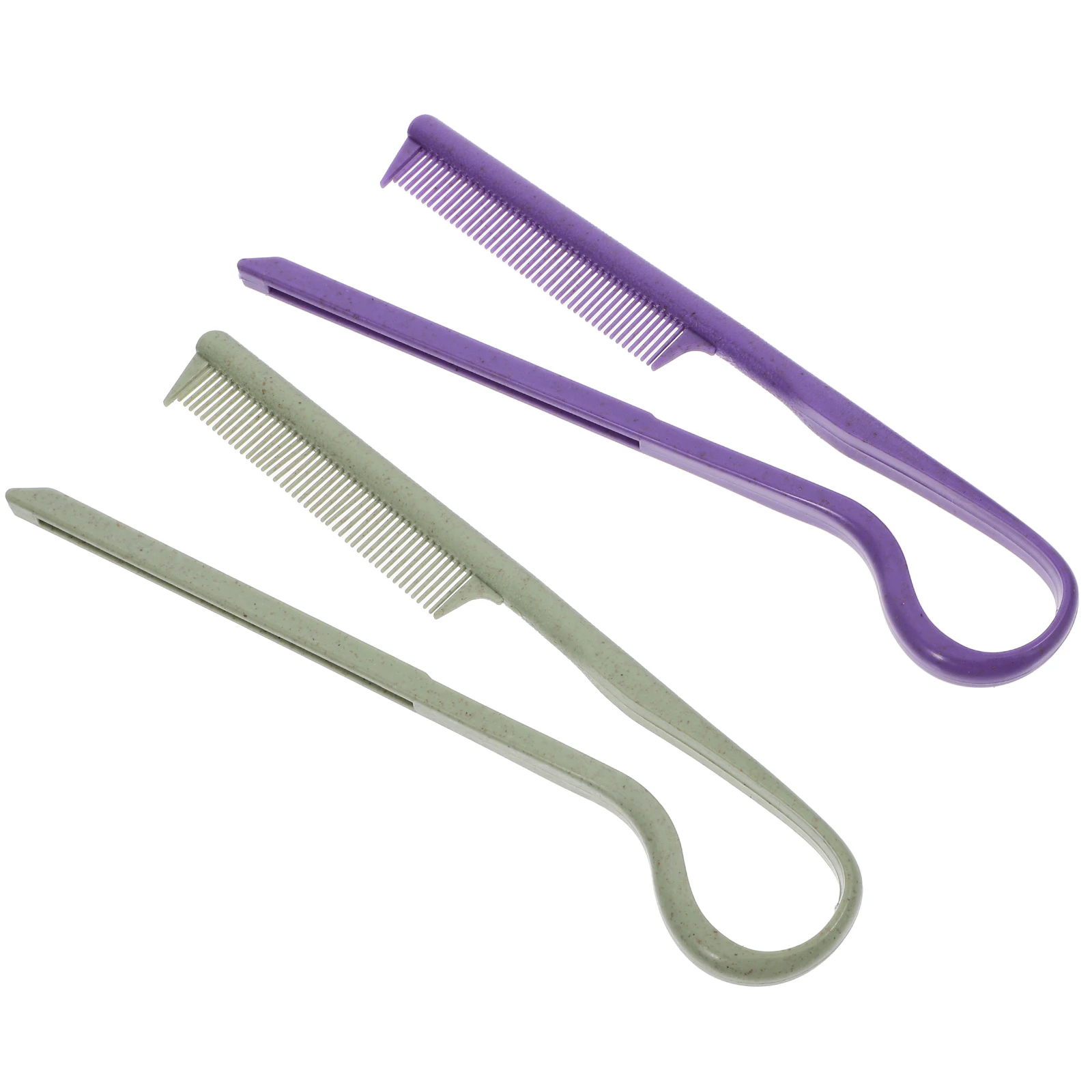 

2pcs Straightening Hair Straightener Brush V Shaped Hair Comb Fine Tooth Rail Comb Detangler Braiding Parting Tool Plastic