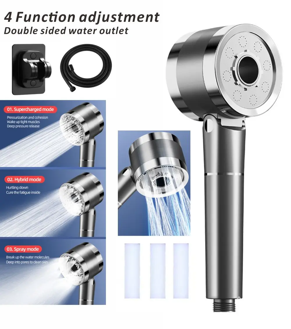 Новый 4-режимный двухсторонний выпуск воды, домашняя насадка для душа, массажный фильтрующий элемент высокого давления, распылительный кран, аксессуары для ванной комнаты