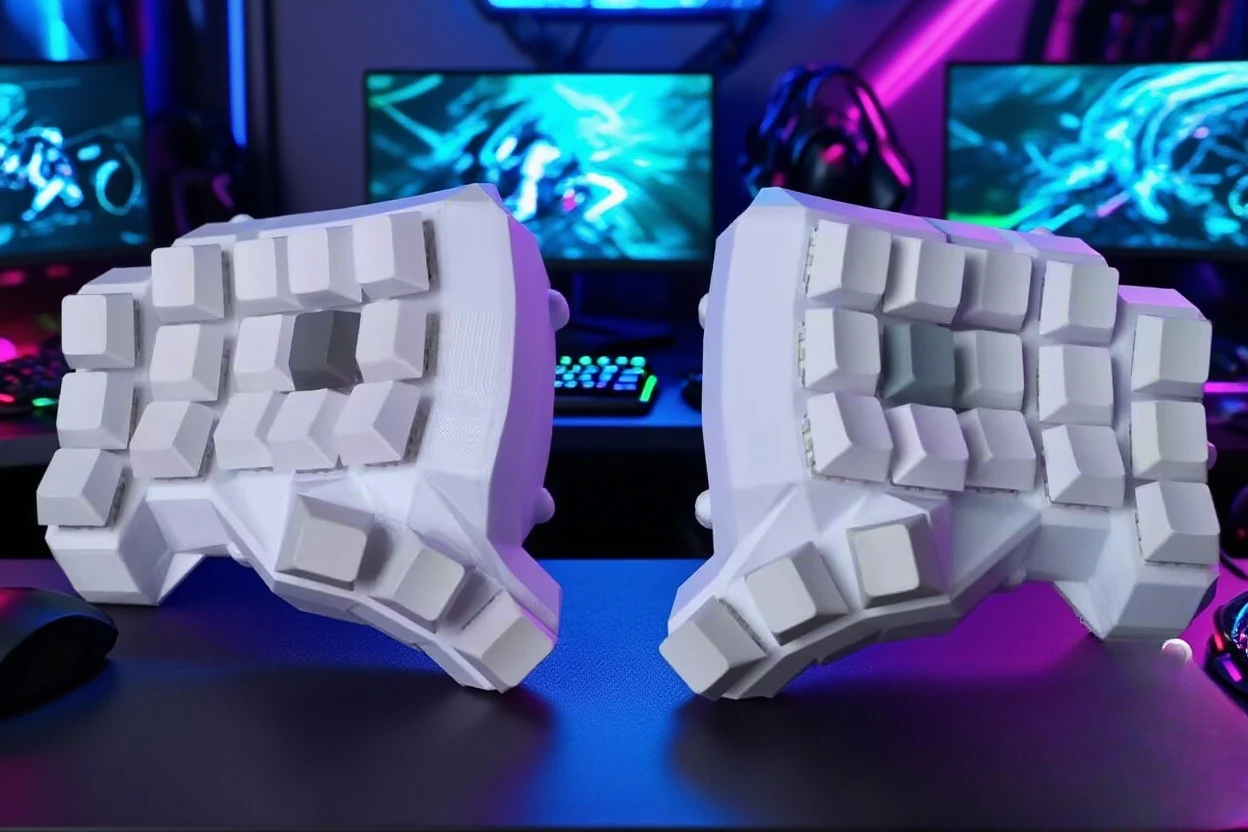 

New's Dactyl Manuform3x5 Split Keyboard Customized Wired hot-swap Vial3D Printing PETG Material Curved Ergonomic Gaming Keyboard