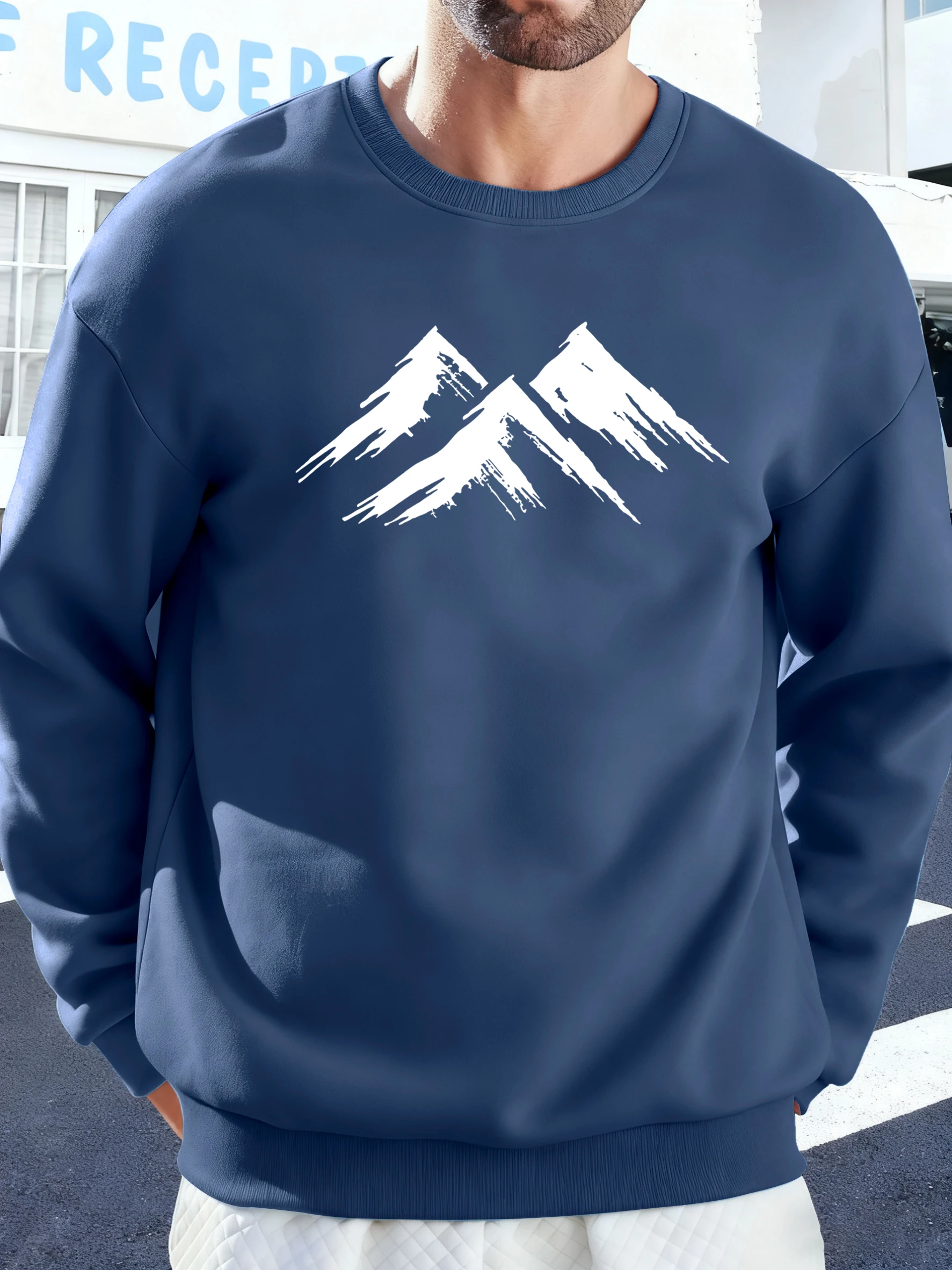 Hill Sketch Print Autumn Fleece Streetwears Couple O-Neck Soft Pullover All-Match 12 Colors Sweatshirts Loose Casual Hoodie Mens