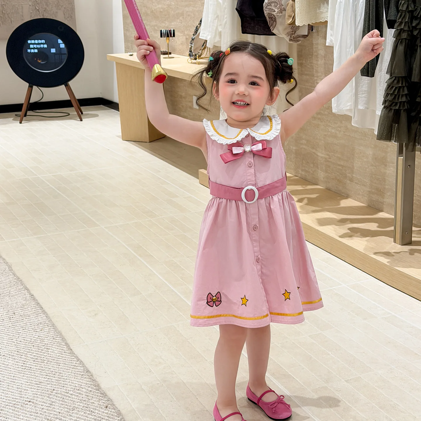 2026 New Fashion Summer Girls Dress Summer Thin Doll Collar Sleeveless Princess Dress Class A Baby Dress Sweet and cute