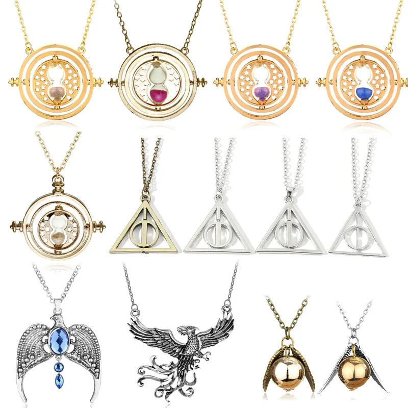 Magic Necklace Metal Chain Time Converter Women's Jewelry Hourglass Wizard Pendant Accessories Necklace Toy Figures