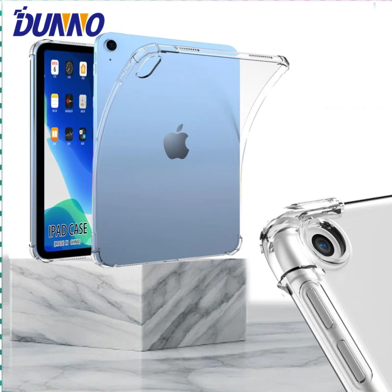 For iPad Air 11in M2 2024 Pro 11/13in M4 Case for iPad 10/9/8/7/6/5 Gen Air 4/5th 10.9 3rd 10.5 Mini 6 7 Transparent TPU Cover