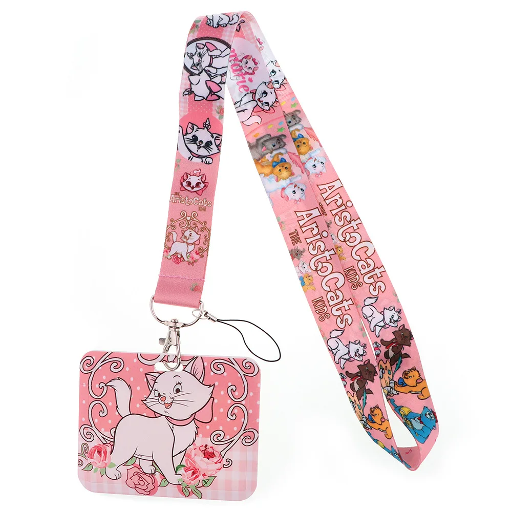 Disney Marie Cat Women Idcard Holder cordini The Aristocats Neck Strap porta carte di credito porta Badge Mario Bros Figure portachiavi