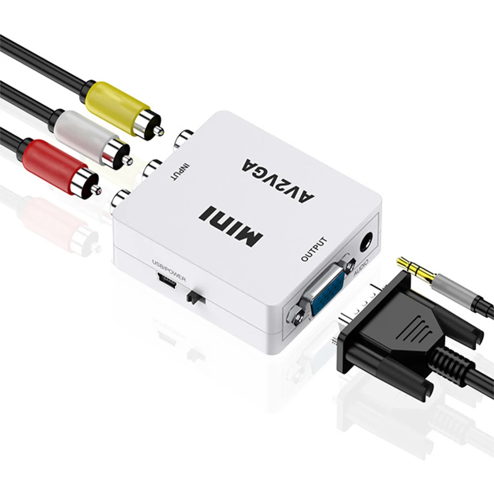 AV RCA CVBS to VGA Converter Video Audio Composite Mini Scaler Adapter Digital Signal Box HD 1080P For TV Box PC Monitor