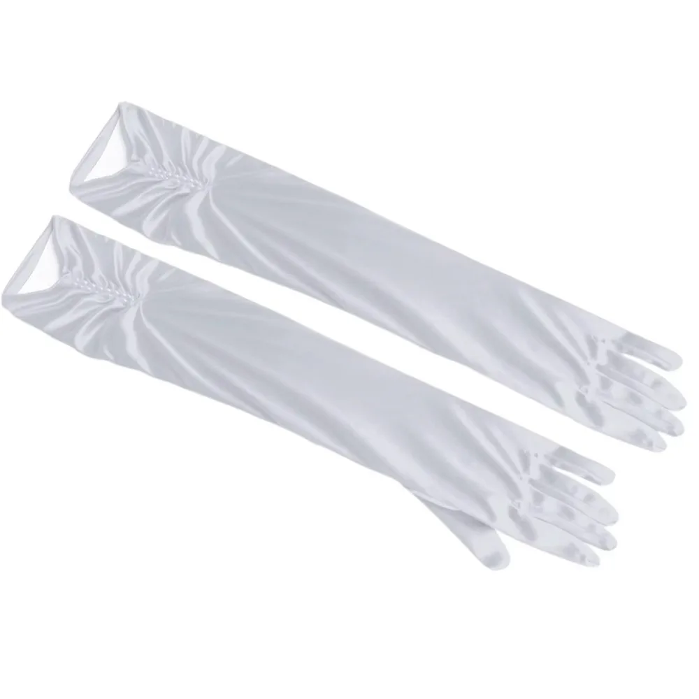 Classic Sun Protect Bridal Wedding Gloves Long Length Satin Fabric Satin Gloves Stretch Fit Solid Color Long Gloves Cosplay
