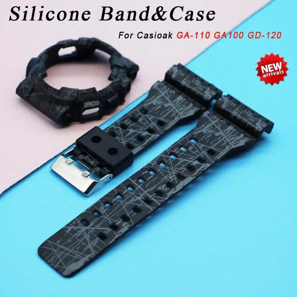 For Casioak GA-110 GA100 GD-120 Silicone Band High Quality Rubber Watchband with Watch Case Rubber Watch Strap Watch Serise