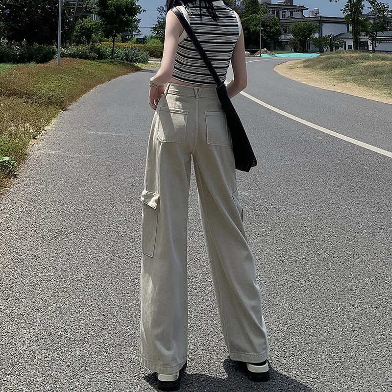 

Baggy Jeans For Woman High Waisted Holiday Vacation Beach Lightweight Breathable Cool Fresh Air Spring White Pink Purple Green