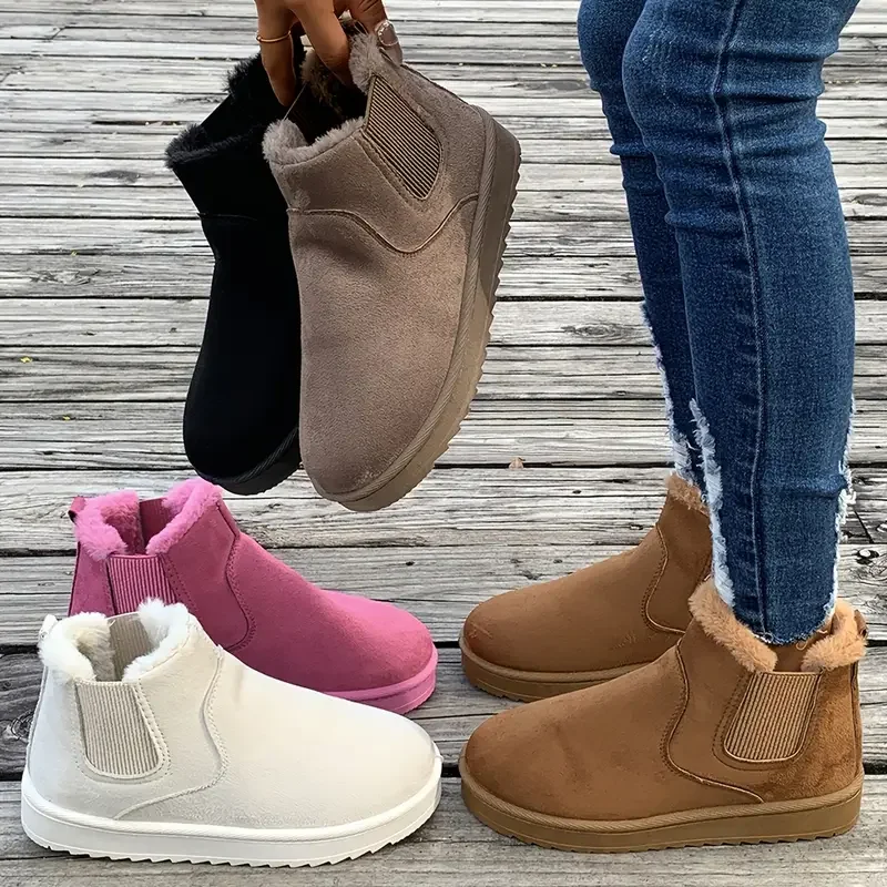Women Ankle Boots Fur Flats Platform Designer Shoes Winter Plush Warm Snow Boots Women Luxury Thickened Fluff Shoes for Women