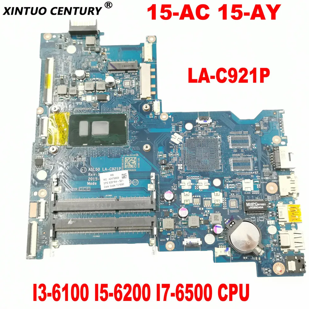 ASL50 LA-C921P motherboard for HP 15-AC 15-AY 250 G4 laptop motherboard I3-6100 I5-6200 I7-6500 CPU DDR3 100% tested working