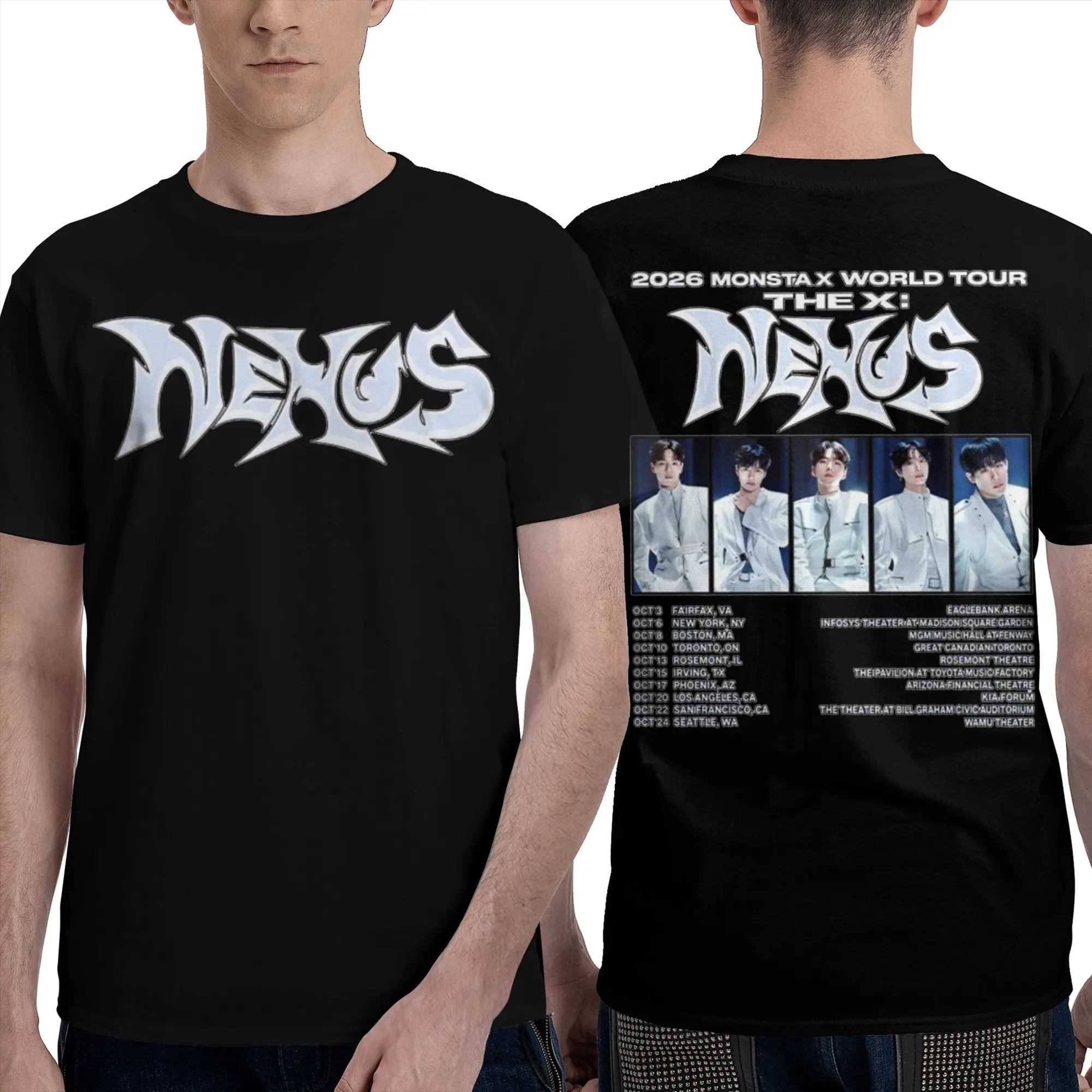 Summer Men Women Monsta X the X Nexus North America World Tour Shirt Accessories  100% Cotton T-shirt Clothes Fashion Tees