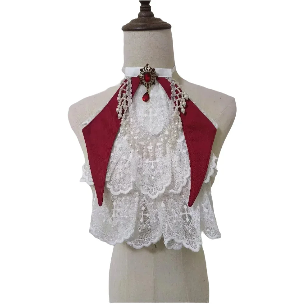 

Lolita Gothic Dark Style Heavy Embroidery Fringe Double-layer Cotton Multi-layer Lace Fake Collar Decoration