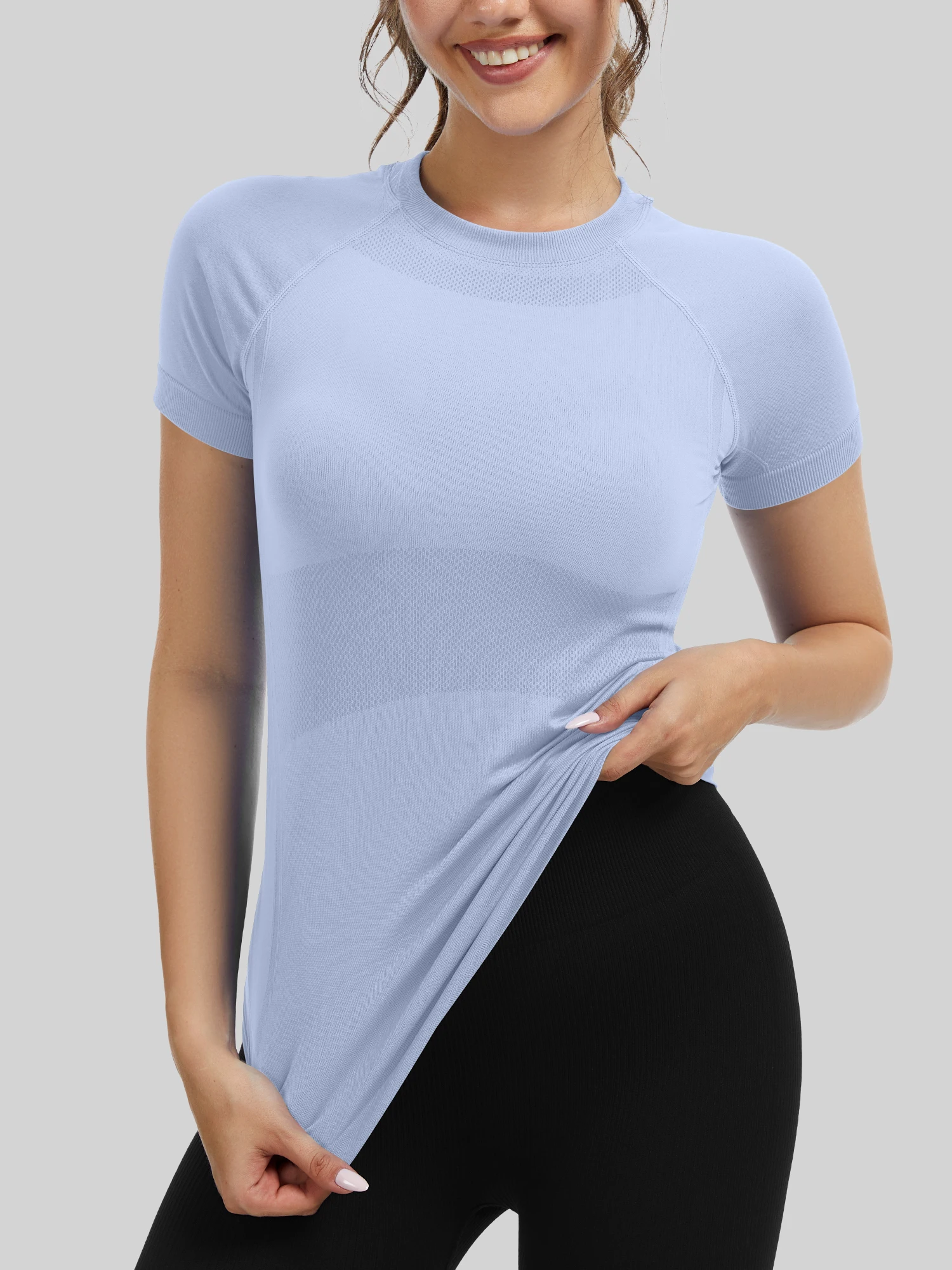 

Women's Casual Plain Round Neck Short Sleeve T-Shirt Regular Length Knitted Fabric Slight Stretch To