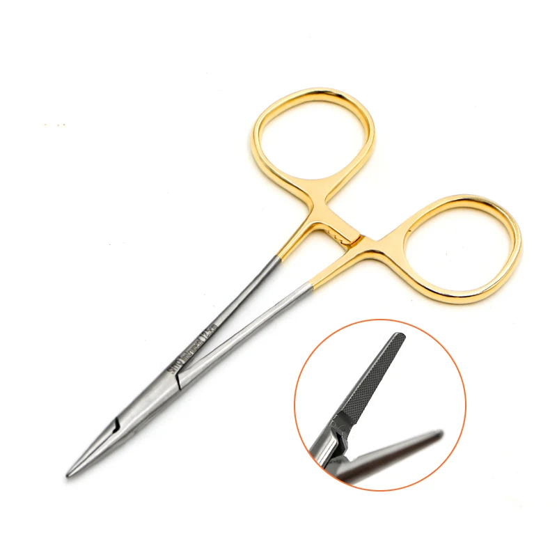 Gold Handle Needle Holding Pliers Stainless Steel Pliers Double eyelid Surgical Tools Aesthetic Plastic Suture Needle Holding Pl