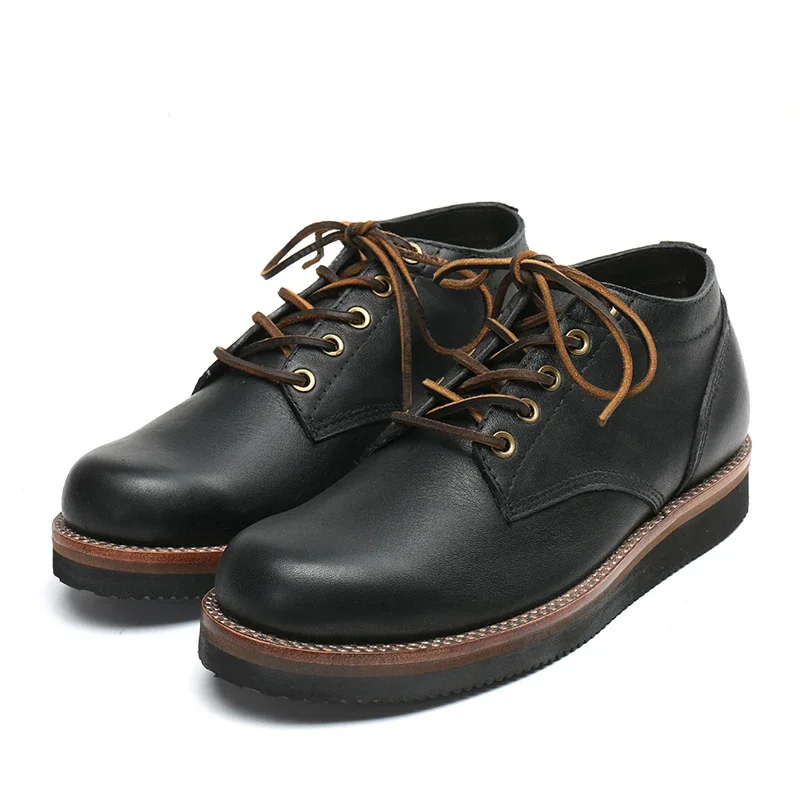 Durable Goodyear-Weld Luxury Trend White Low To Help Men's Work Boots Leather Men's Short Casual Dress Shoes