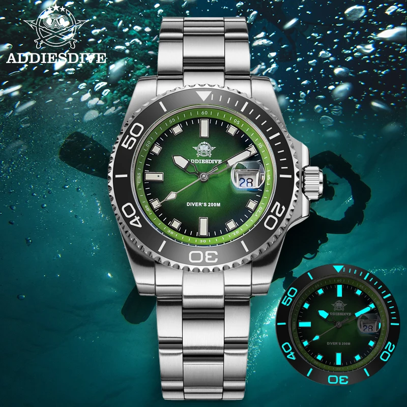 ADDIESDIVE Luxury Men's Quartz Watches 41mm 200m Waterproof Dive Watches For Man High Quality Ceramic Bezel Luminous Sport Watch