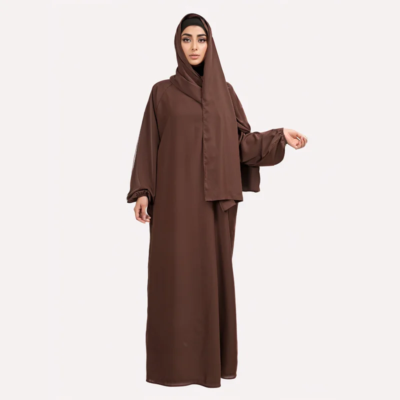 Donne musulmane Robe Hijab sciarpa protezione solare esterna abito islamico tinta unita abito lungo popolare 2024 abbigliamento casual islamico