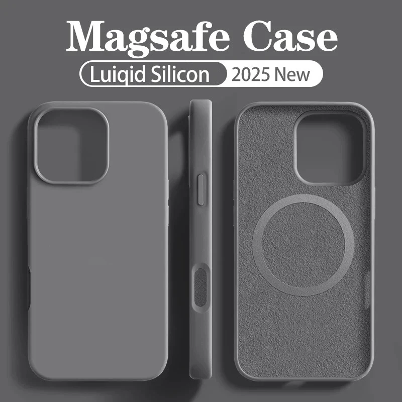Original MagSafe Flüssigsilikon-Handyhülle für iPhone 17 16 14 15 Plus 18 Pro Max Hülle Kabelloses Laden Magnetische Weiche Abdeckung iphone 18 17 pro hülle – Detail 13