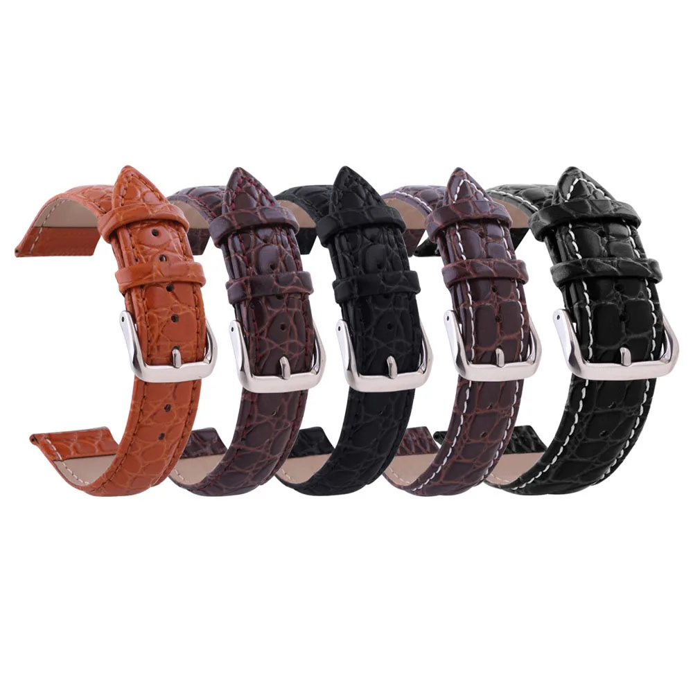 Crocodile Pattern Watch Strap 12 13 14 15 16 17 18mm 19 20mm 21 22mm 24mm Retro Genuine Cowhide Leather Watch Band Bracelet