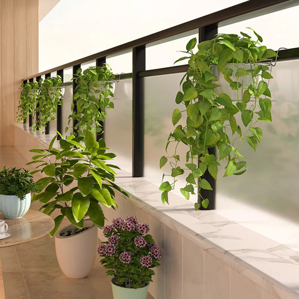Stainless Steel Flower Rack Hanging Plant Pot Holder for Balcony Indoor Outdoor Use Decorative Succulent Pot Shelf Gardening