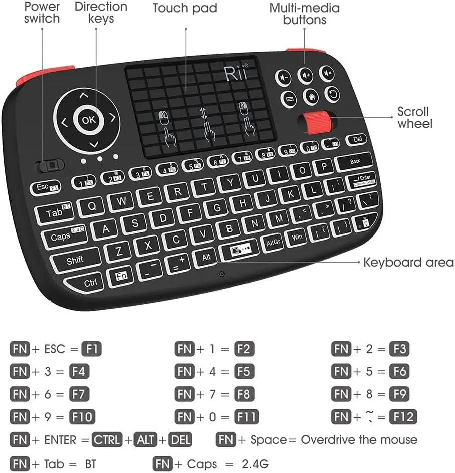 Imagem -02 - Teclado Multimídia sem Fio com Mouse Touchpad para Plataforma de Vapor i4 Bluetooth 4.0 com 2.4g sem Fio Mini Acessórios de Teclado