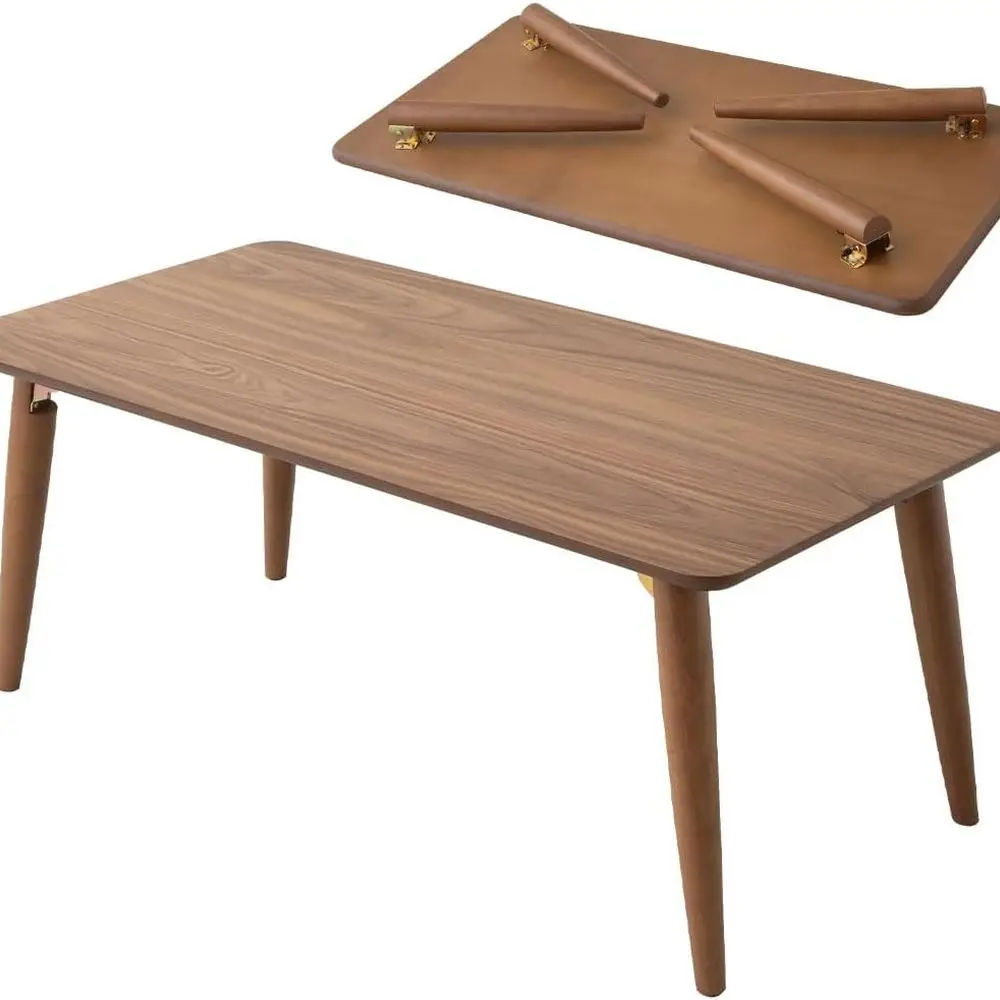 

Large Rectangular Folding Coffee Table in Walnut - Minimalist, Ideal for Small Spaces & Japanese Tatami Rooms