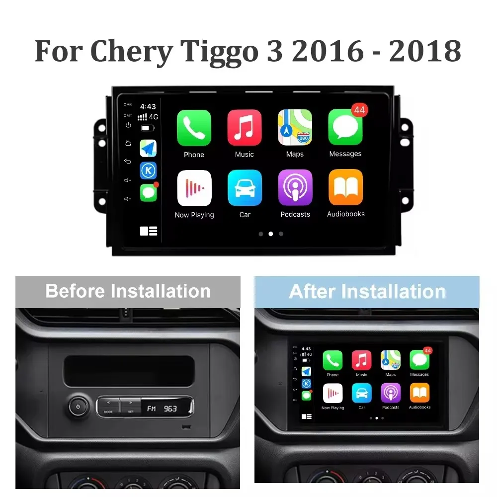 4G DSP Android 14 For Chery Tiggo 3 3X Tiggo 2 Car Radio Multimedia Video Player Carplay GPS Navigation Stereo Autoradio DVD