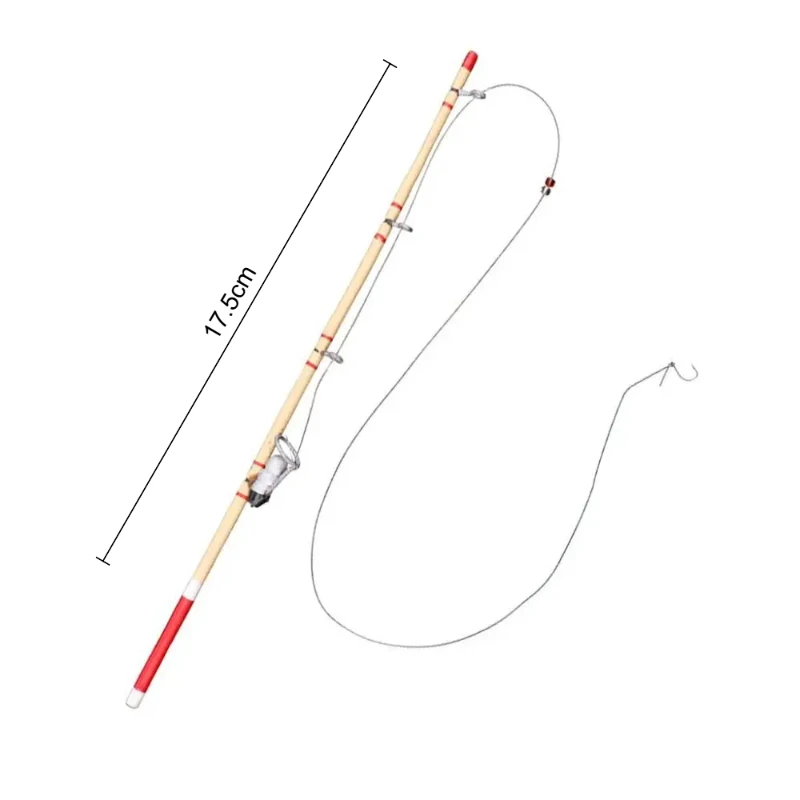 1pc 17.5cm ferramenta de pesca em miniatura vara de pesca pólo de peixe modelo cena de vida brinquedo casa de bonecas acessórios decorativos micro paisagem