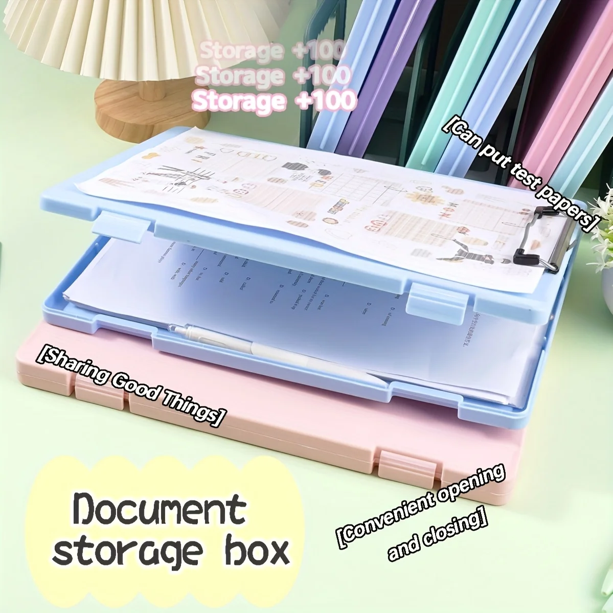 4pcs Large Capacity Multifunctional A4 File Storage Box, Paper Storage And Sorting Board Clip Subject Paper Classification
