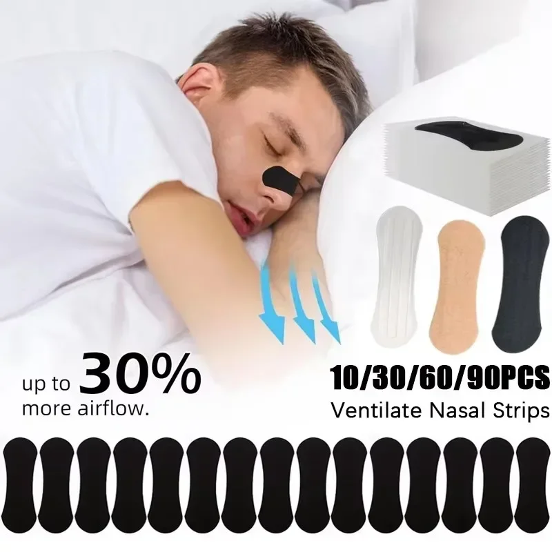 

10/30/60/90Pcs Nasal Strips Portable Breathing Nose Patch Right Way Stop Snoring Sleeping Aid Device Easier Breath All Night