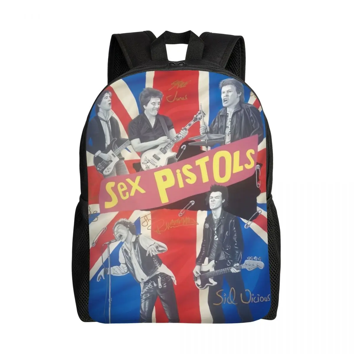 3D Print Sex Pistols Backpacks for Girls Boys Heavy Metal Rock Band College School Travel Bags Bookbag Fits 15 Inch Laptop