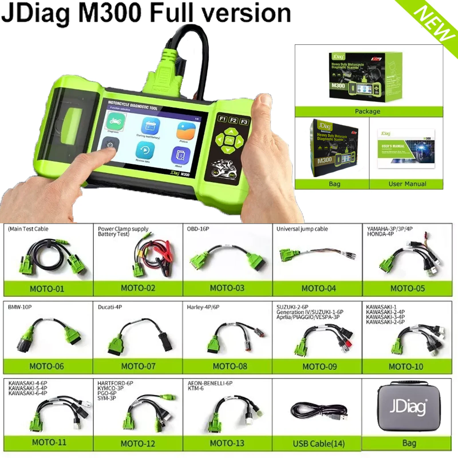 

New Arrival JDiag M300 Motor OBD2 Scanner Diagnose Tool Clear Fault Code ABS Engine For BMW Ducati Harley Honda Yamaha in stock