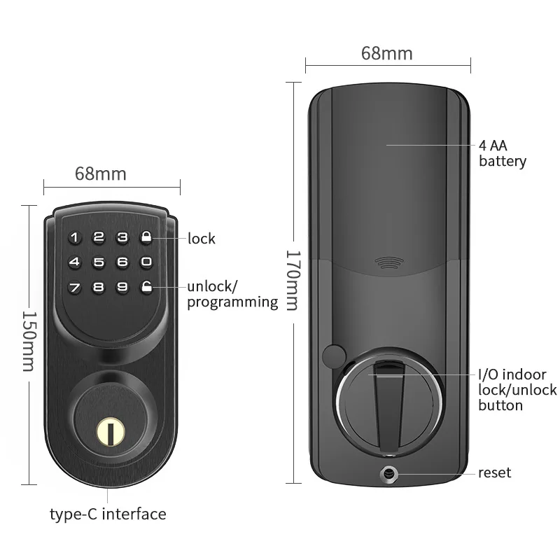 America Standard SiliconeTouch Tone Keypad Password Key Smart Deadbolt Door Lock