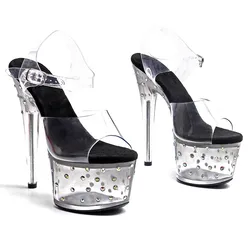 LAIJIANJINXIA PVC Uppre nuovi sandali con tacco alto di colore 17cm /7 pollici modello Sexy mostra scarpe e scarpe da Pole dance 140