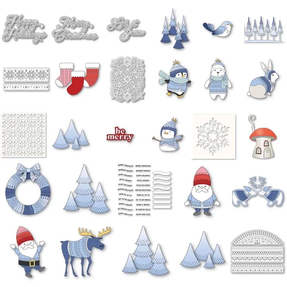 Christmas Cartoon Snowmen Metal Cutting dies And Stamps For Scrapbooking Stencil Embossing Mold DIY Paper Cards Craft Cutting