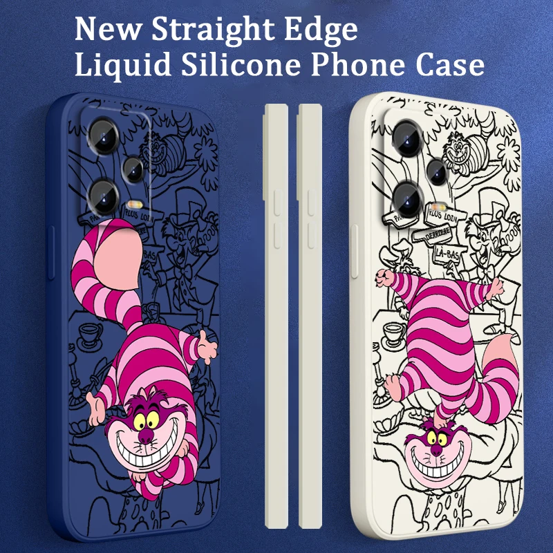 

Cat Disney Alice Cheshire Liquid Left Rope For Xiaomi Redmi Note 13 12 12S 12R 11 11T 11S 10 10S Pro Plus 5G TPU Phone Case