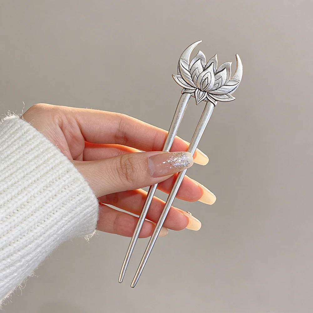 Einfache, elegante Wikinger-Haarspange im Retro-Lotus-Stil, U-förmig, für Damen, trendige, vielseitige Haaraccessoires im norwegischen Stil für Partys – Detail 1