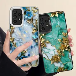 Phone Case for Samsung Galaxy A35 A34 A33 A32 A24 A23 A22 A14 A13 A12 5G Silicone Soft Shell Flower Marble Cover