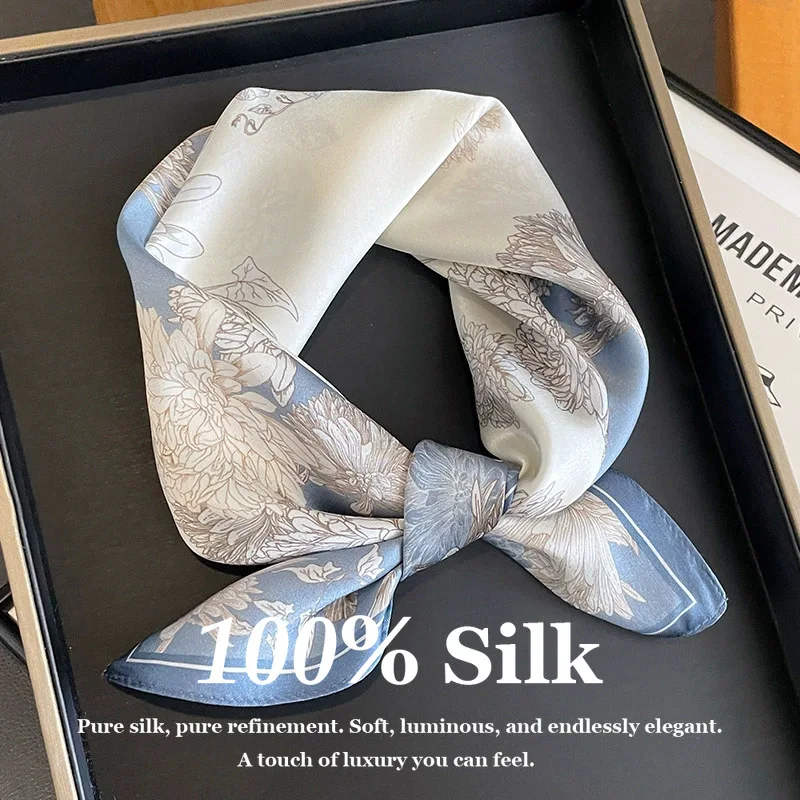 

New 100% Real Silk Scarf Luxury Shawl Women Spring Summer Square Scarves Ladies Silk Neck Scarf Foulard Bandana Pashmina Poncho