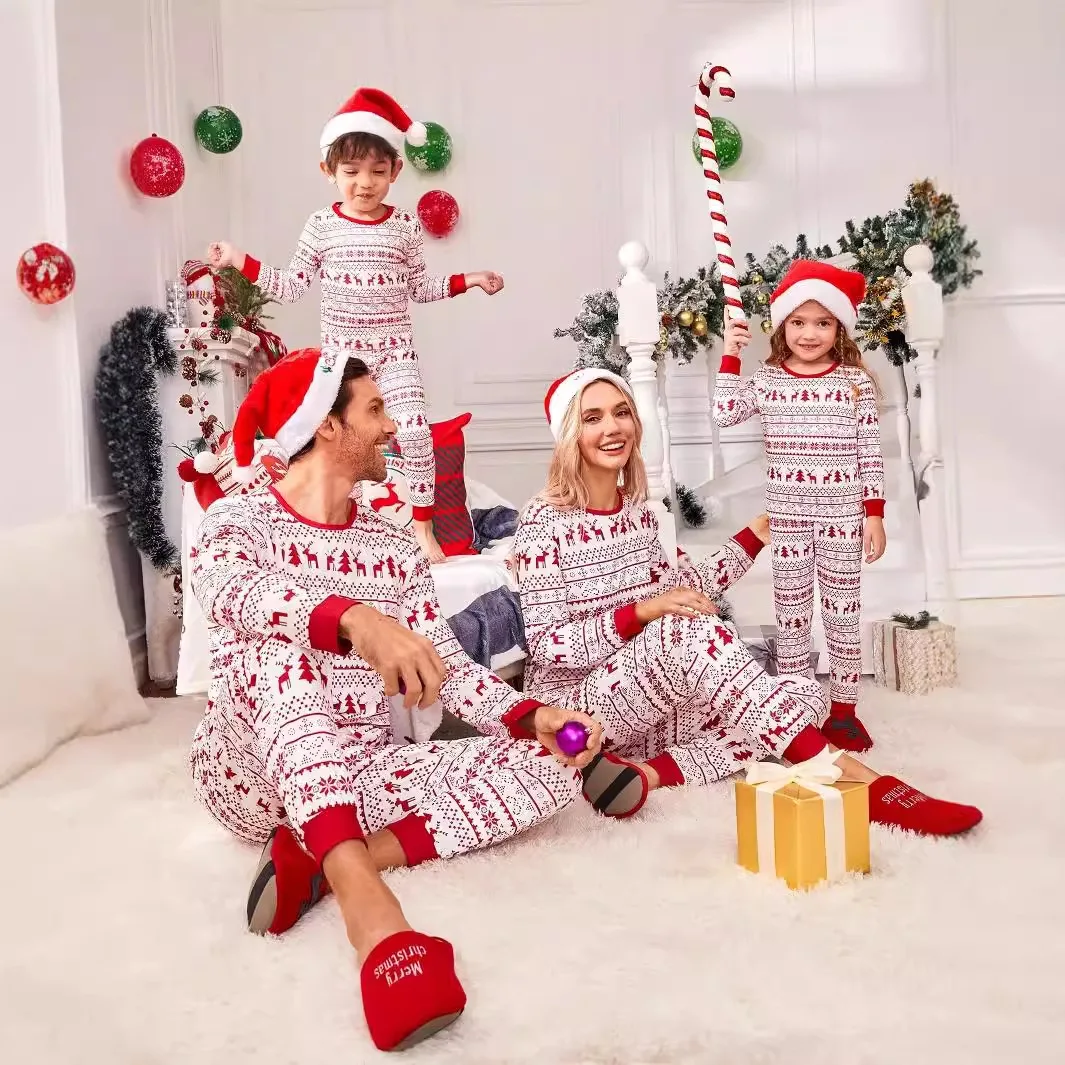 

2026 New Family Matching Outfits Dad Mom And Kids Pajamas Set Christmas Look Allover Print Soft Loose Loungewear Baby Romper