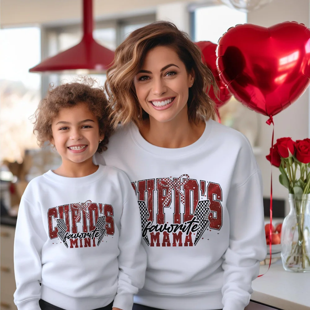 Cupid's Favorite Mama & Mini Valentines Matching Sweatershirt Clothing Mommy Kids Sweaters New Mom Gift Valentine’s Day Shirt