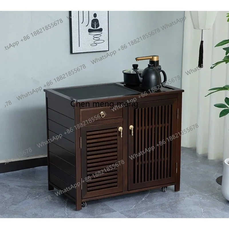 wood tea cabinet movable new Chinese tea cabinet living room boiling water integrated