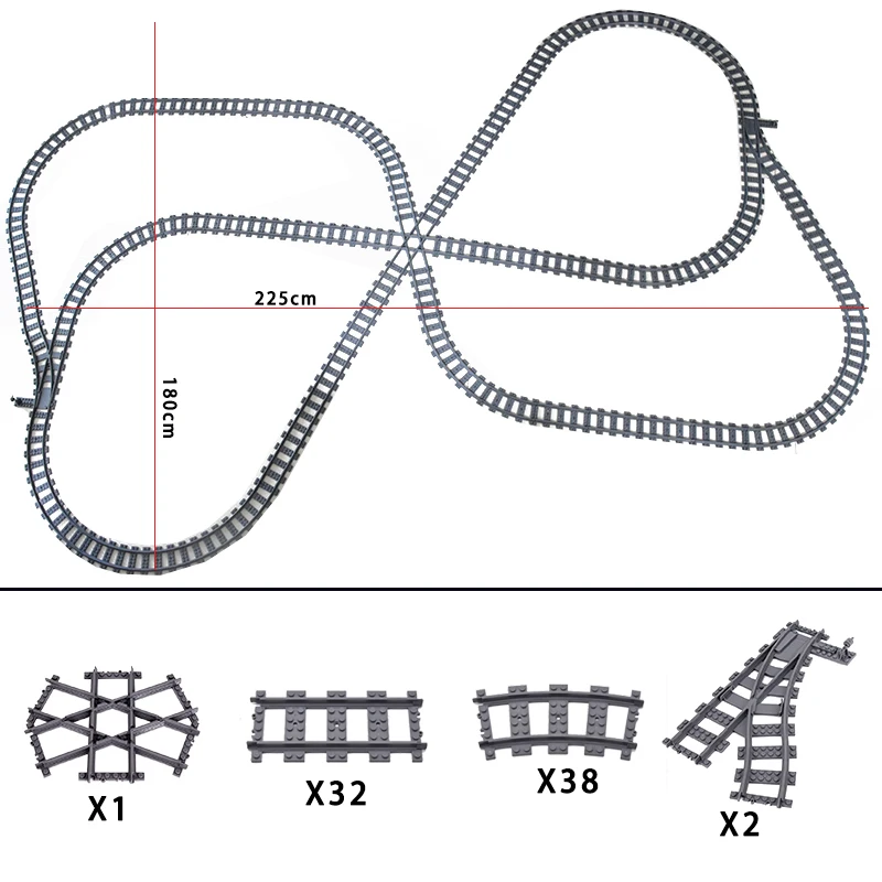 

MOC City Trains Trident Quad Tracks Flexible Railway Crossing Rails Forked Building Block Bricks DIY Toys for children gifts