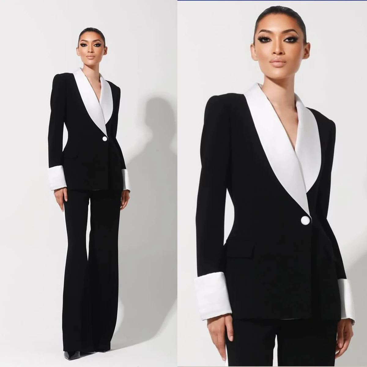 Simple Office Lady Women Suits 2 Pieces Slim Fit One Button Blazer Jacket+Pants Formal Elegant Party Prom Dress Customized
