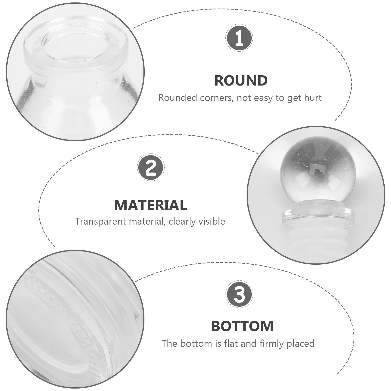 

3Pcs Empty Glass Bottles for Aromatherapy Refillable Diffuser Containers Home Decor Wedding Party Gifts Smooth Bottom Safe