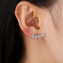 Skyrim Stainless Steel Stud Earring for Women Girls Leaves Butterfly Ear Piercing 2024 Trend Jewelry Birthday Gift Wholesale