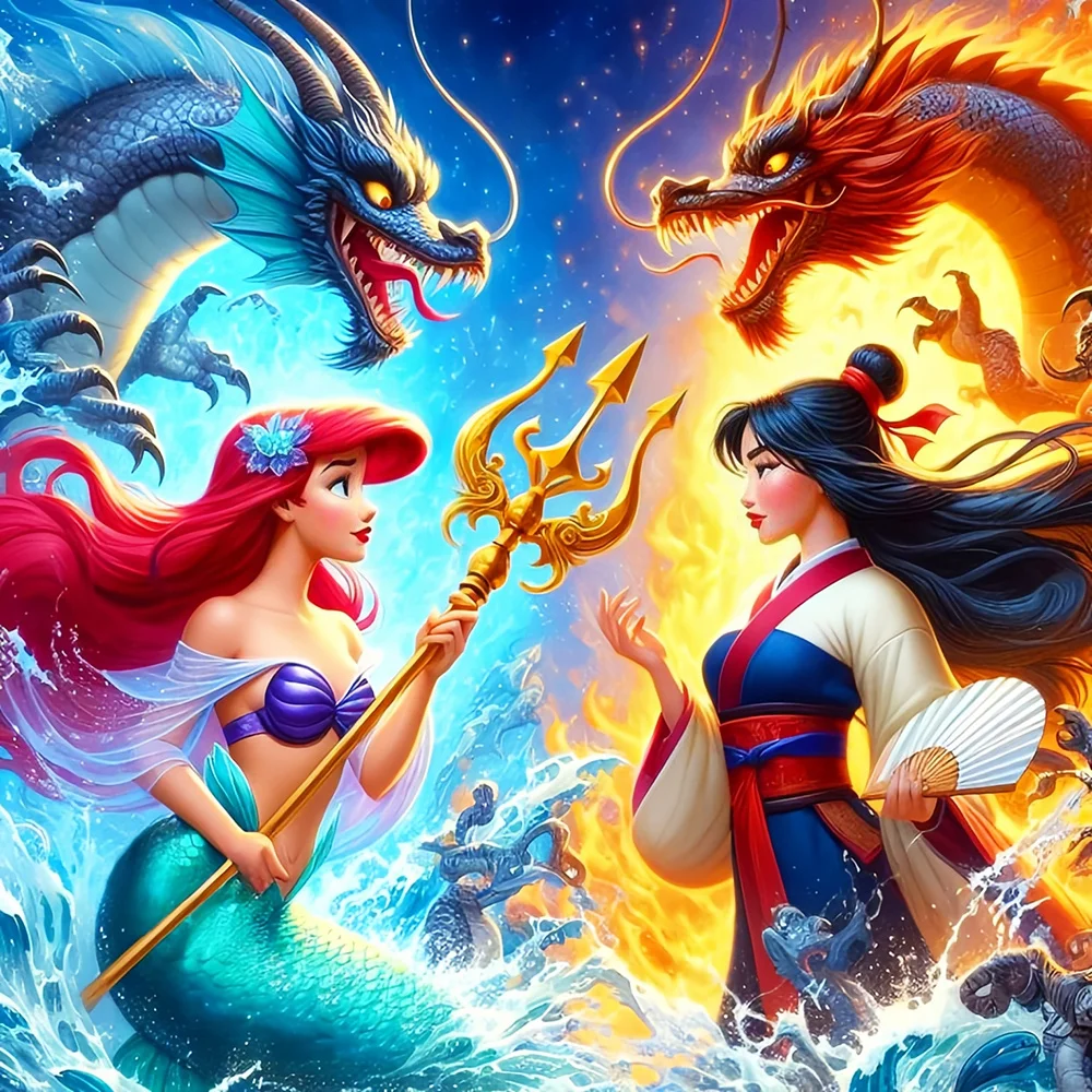 Disney Full Drill Diamond Painting Ariel New Arrival Embroidery Cartoon Mulan Picture Rhinestones Mosaic Little Mermaid Wall Art