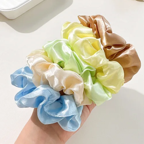 Imagen 2 del producto 8 unids/set de coleteros de seda de colores brillantes para mujer Y2K bandas elásticas para el cabello de Color sólido coleteros accesorios para el cabello cuerda para el cabello